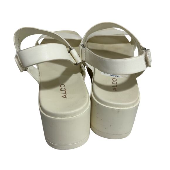 ALDO white faux leather platform sandals casual beachy adjustable comfort US 9M - Picture 7 of 9